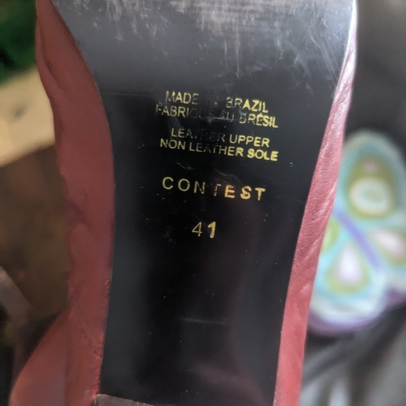 Contest Red Leather Heels size 41 Made in Brazil - Picture 2 of 4
